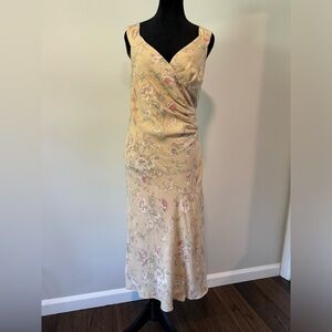 Vintage Cream & Floral Silk Midi Dress- The Limited